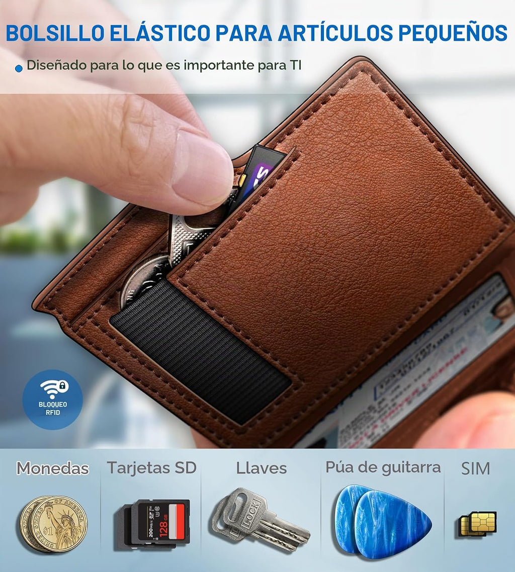 miyozi Billetera para hombre, magnética minimalista delgada con sop...