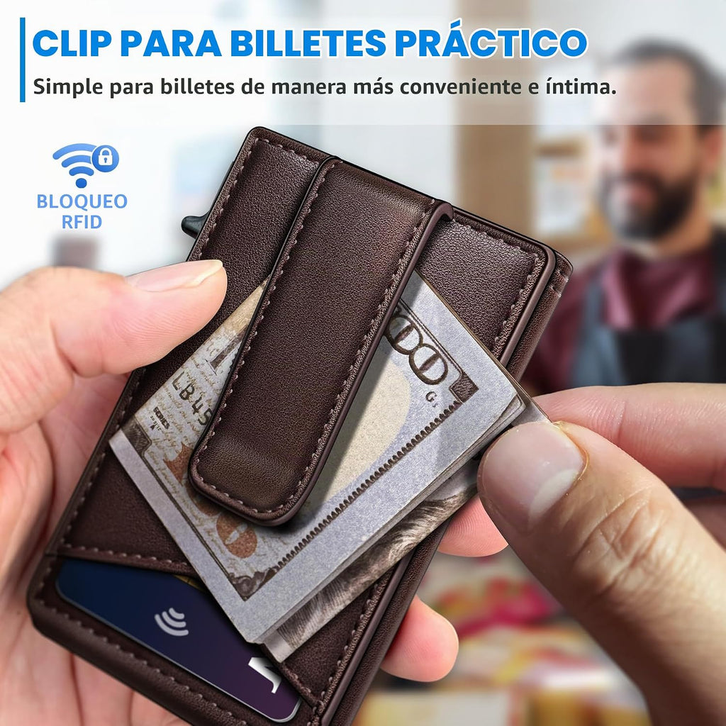 miyozi Airtag - Cartera para hombre con clip para dinero, 9 tarjeta...