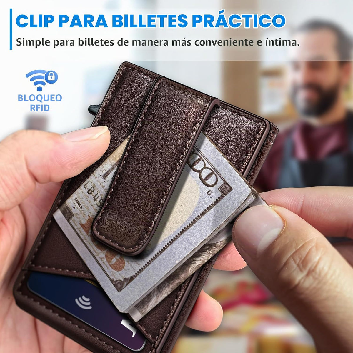miyozi Airtag - Cartera para hombre con clip para dinero, 9 tarjeta...