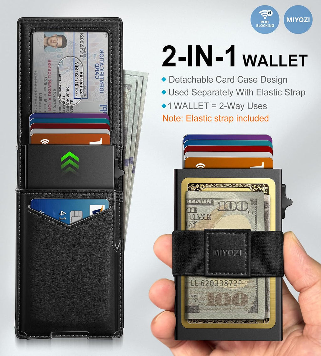 miyozi Cartera para hombre, funda delgada y desmontable para tarjet...
