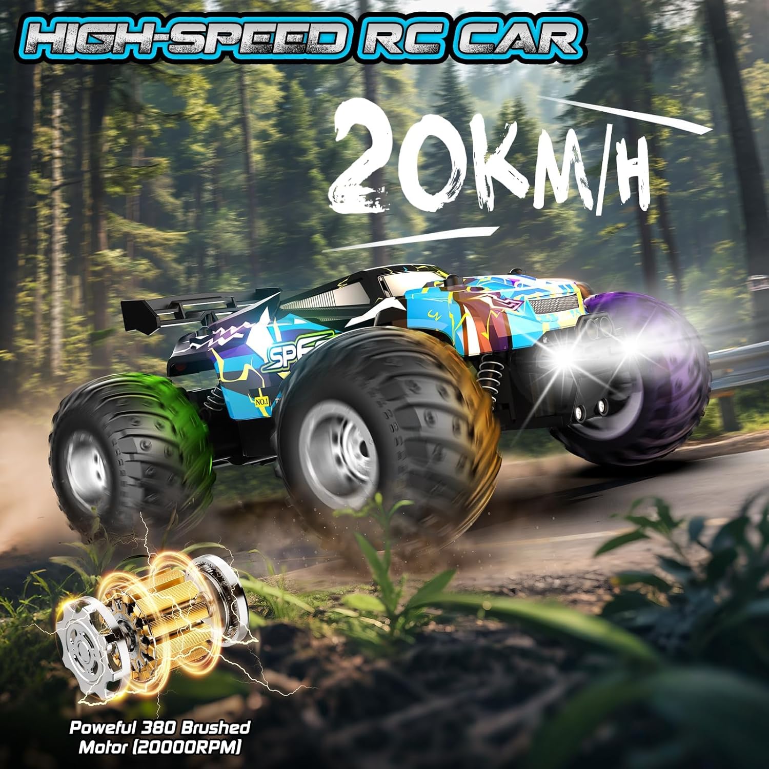 Rcjoyou Auto a control remoto, Camión RC todoterreno 2WD, 20 KM\/H...