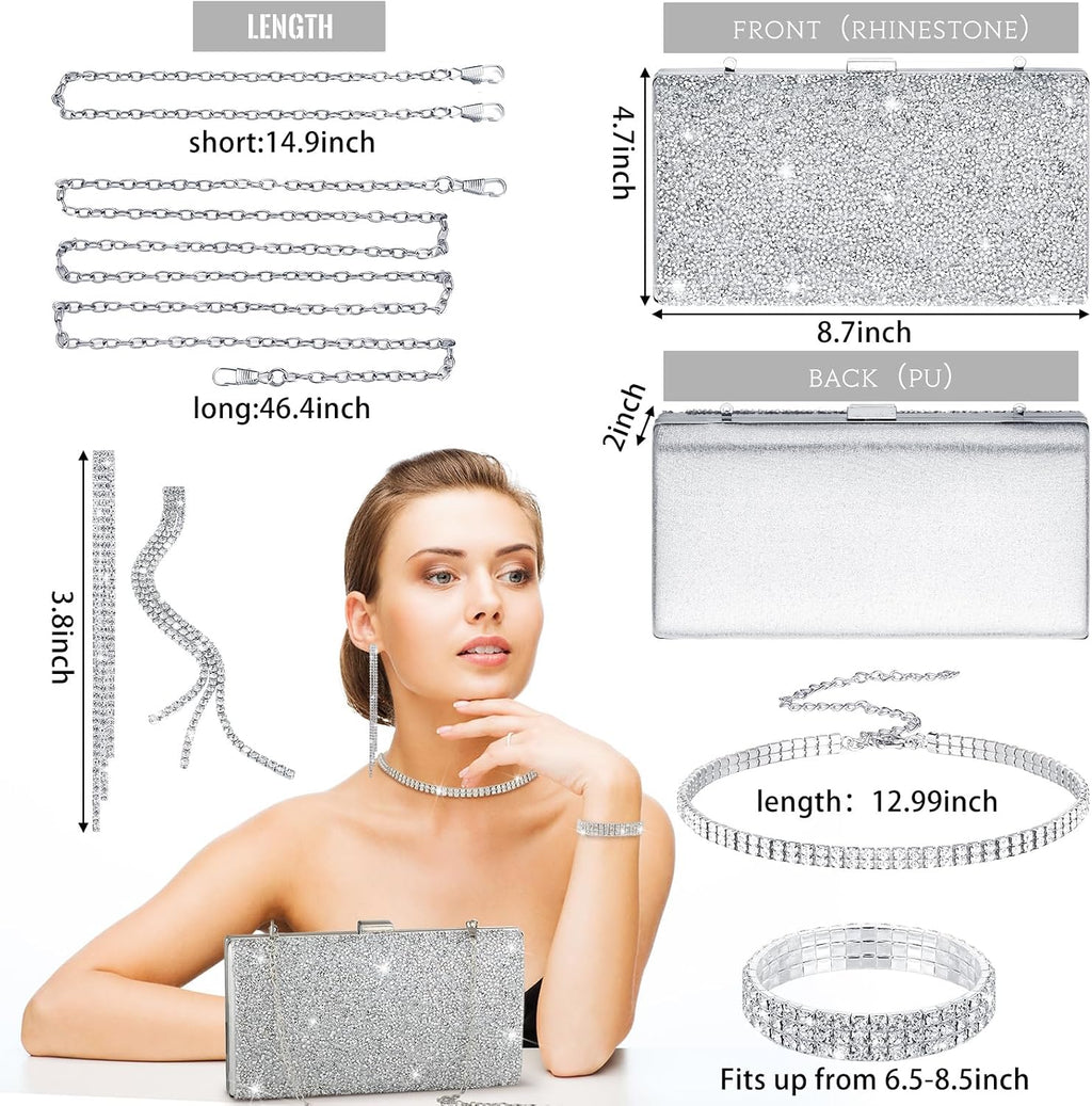 Kigeli 4 Pcs Rhinestone Jewelry Set