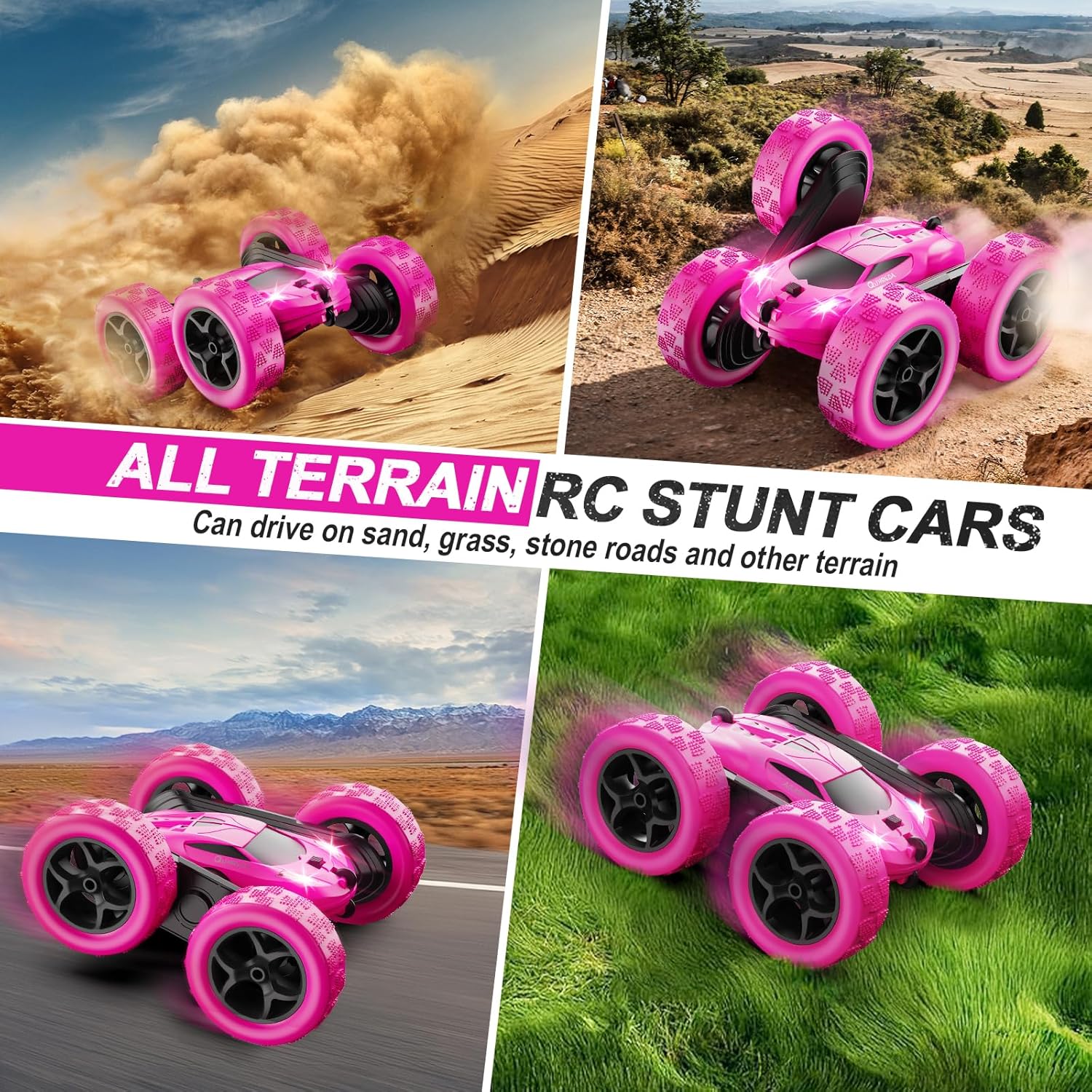 QUNREDA - Autos RC, coche de control remoto rosa para niñas, 2.4 GH...