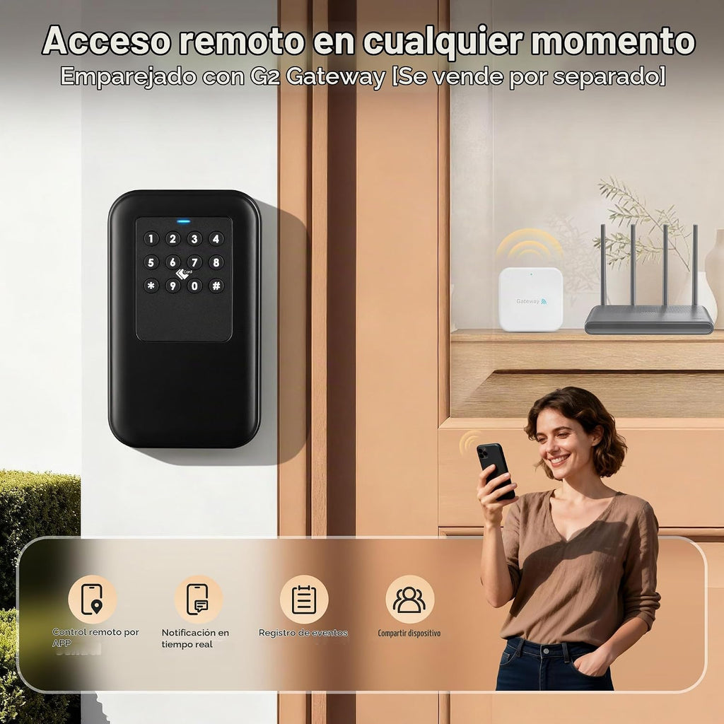 Moquin Caja de bloqueo inteligente con llave Bluetooth \u2013 Contr...