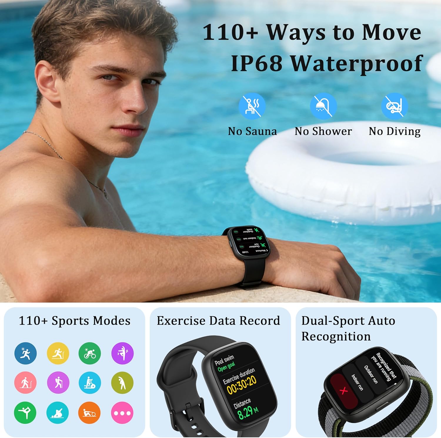 Reloj inteligente para mujeres y hombres, reloj inteligente actuali...