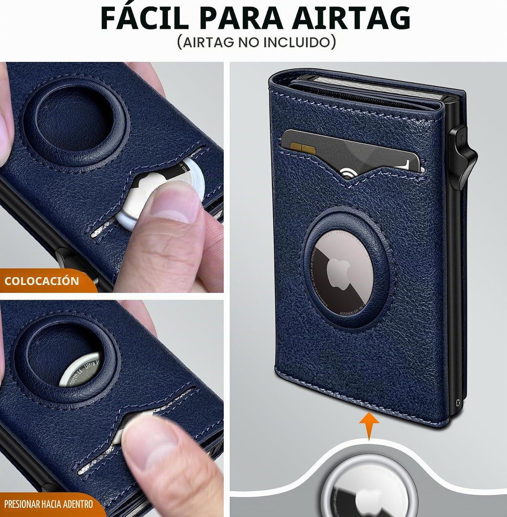 miyozi Billetera para Airtag para hombre, con bolsillo para efectiv...