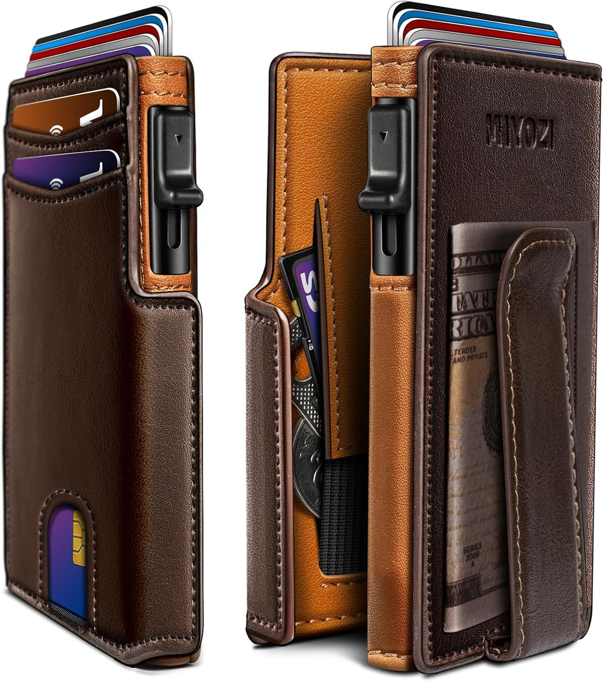 miyozi Billetera para hombre, magnética minimalista delgada con sop...