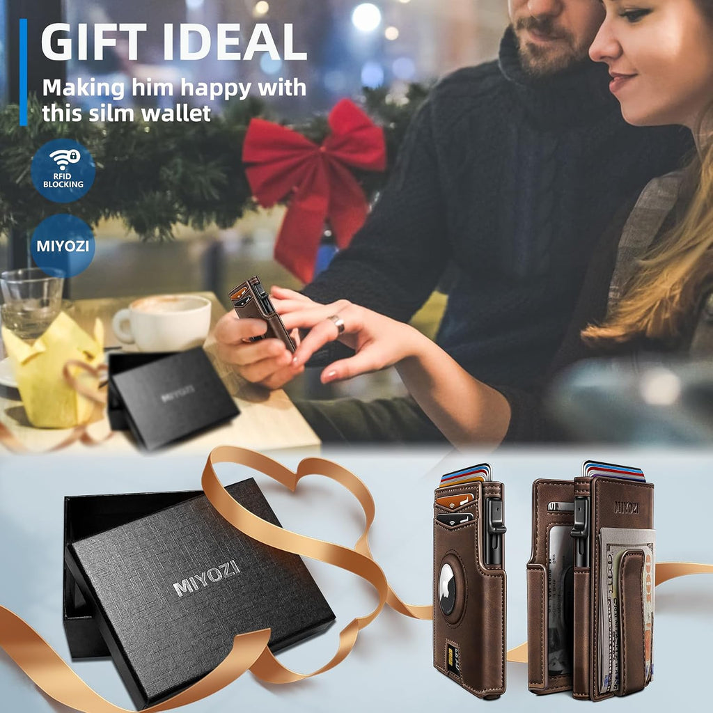 Miyozi - Billetera Airtag para hombre, con clip de dinero, estuche...