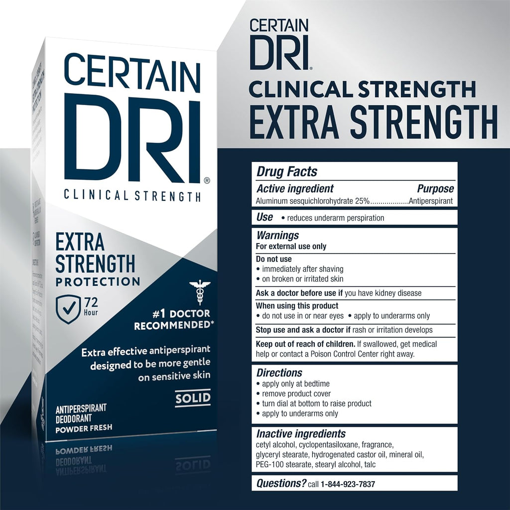 Certain Dri - Desodorante clínico antitranspirante fuerte para uso...