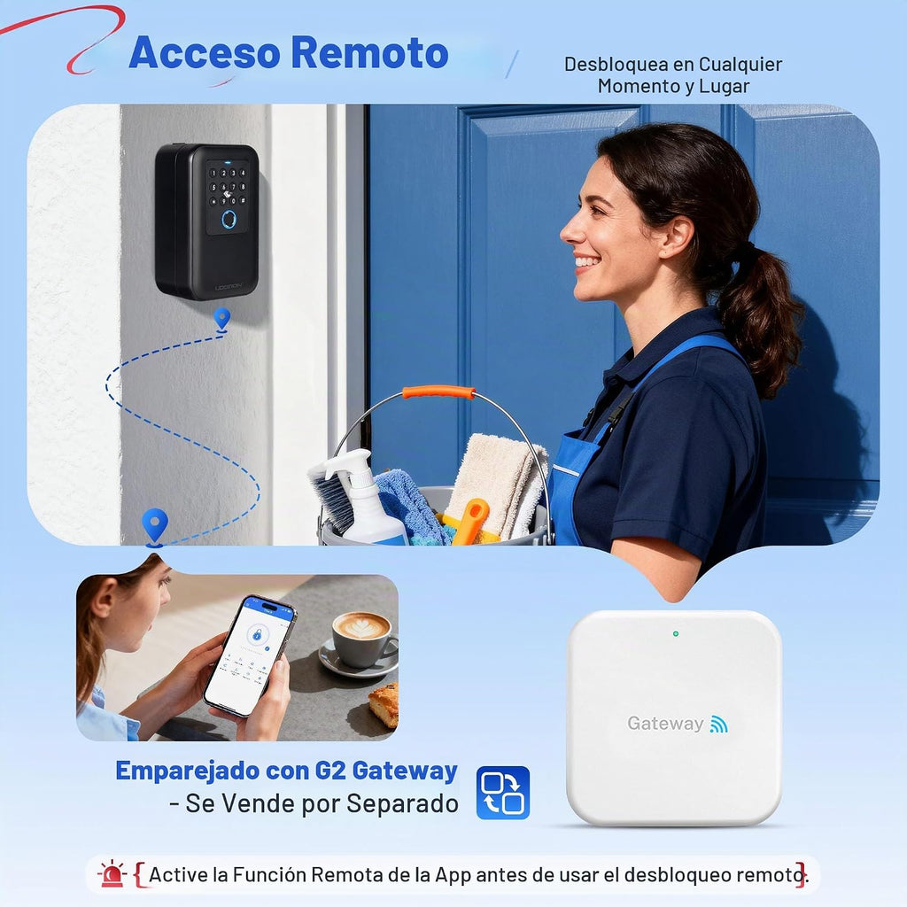 LOQRON Caja de bloqueo inteligente de huellas dactilares Bluetooth...