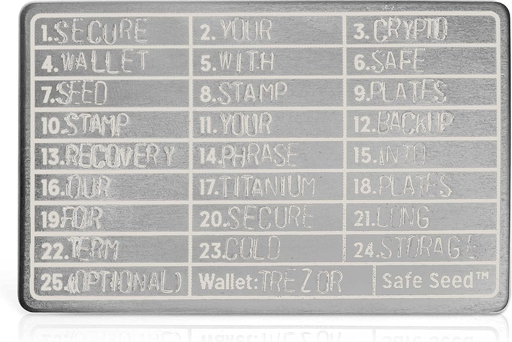 Safe Seed Billetera de metal Edición Titanio 12-25 Word Recovery Pa...