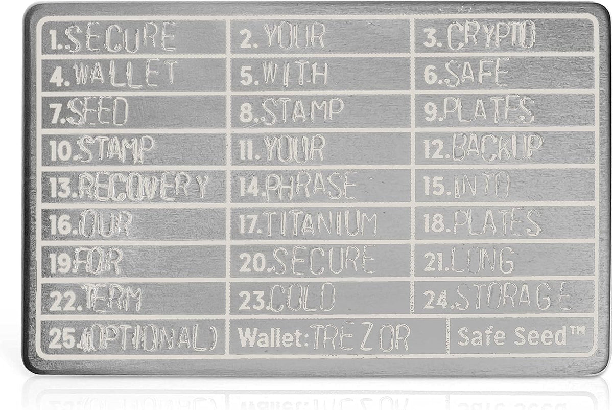 Safe Seed Billetera de metal Edición Titanio 12-25 Word Recovery Pa...