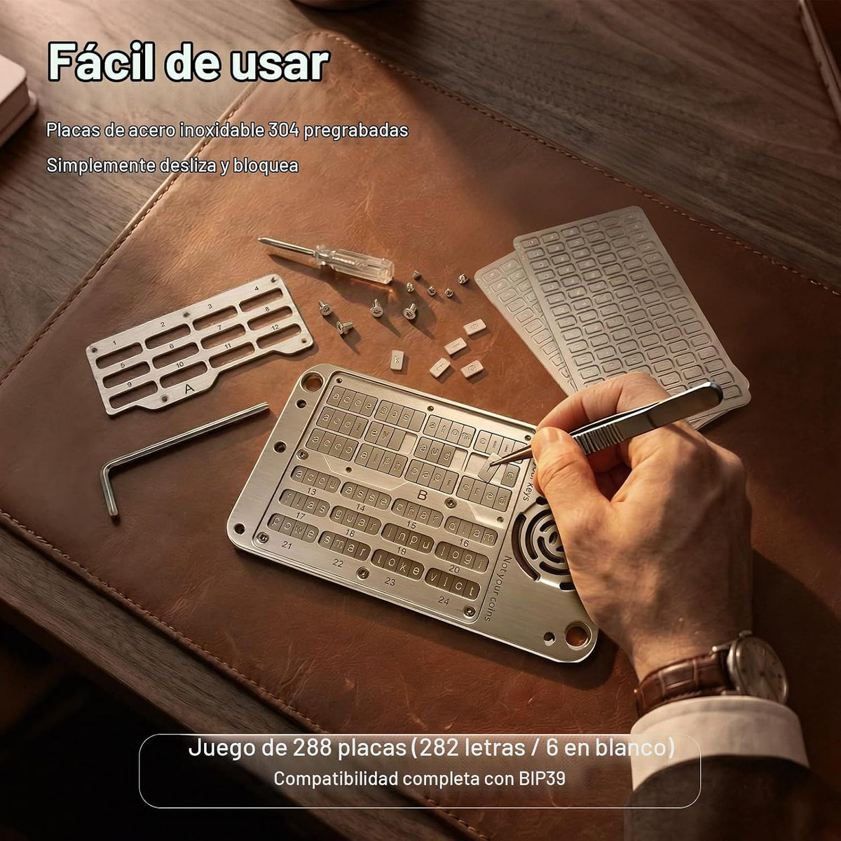 DAEKEDOL Almacenamiento de frases de semillas de acero inoxidable 3...