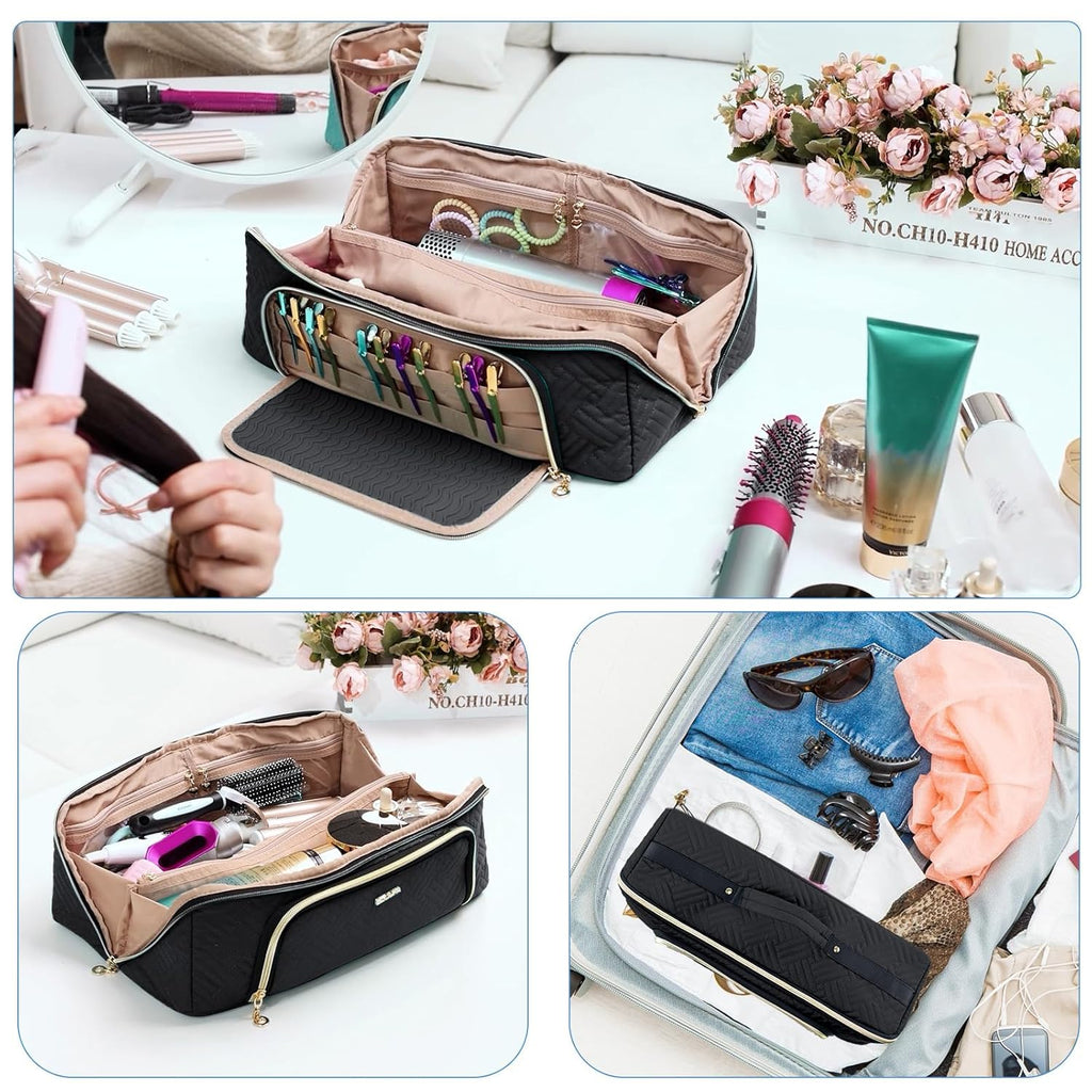ELCUPA Bolsa de Viaje Grande para Herramientas de Cabello con Alfom...