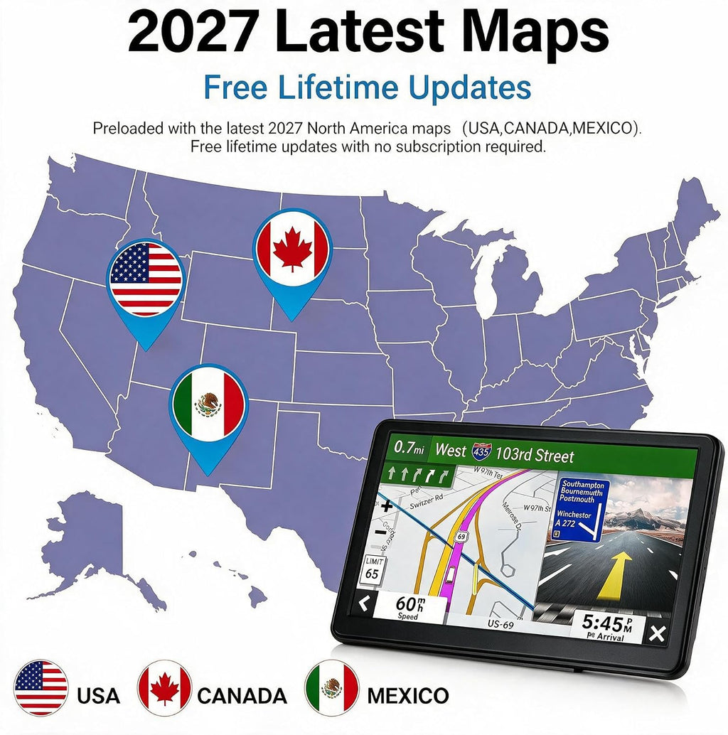 Navegador GPS para automóvil, mapa 2026 de 7 pulgadas, pantalla tác...