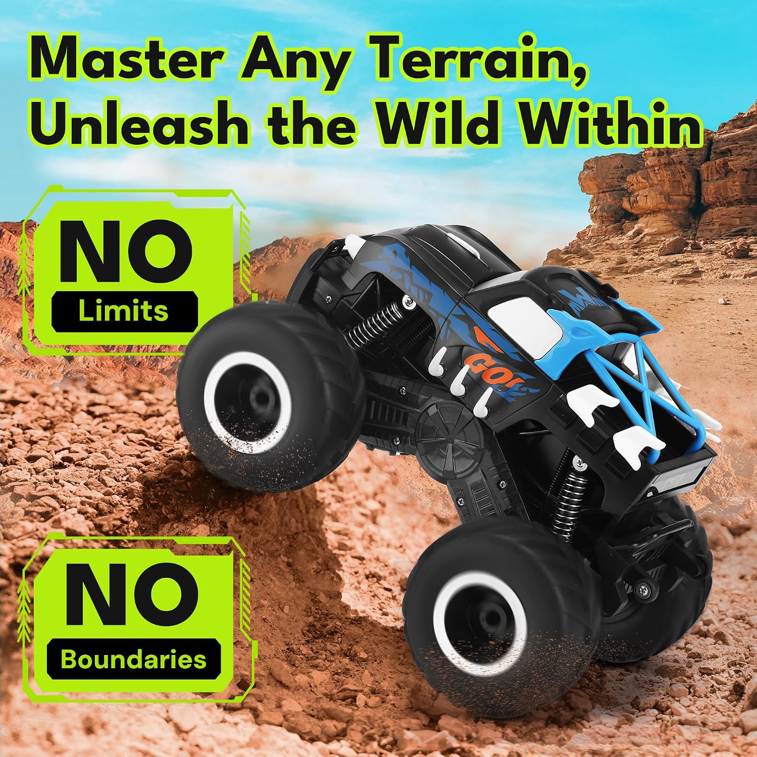 Threeking 1:16 Coches de juguete impermeables RC Monster Truck Cami...
