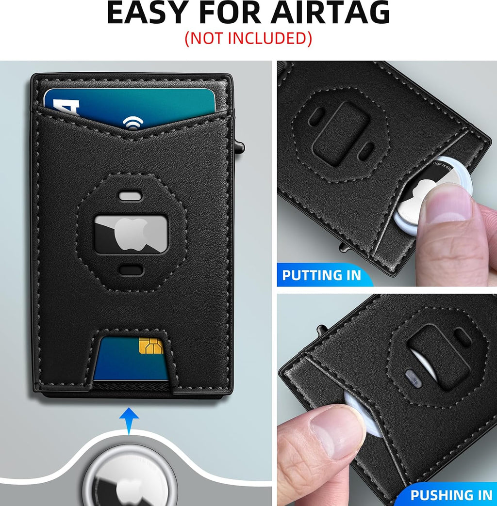 miyozi Billetera Airtag para hombre, con caja de regalo con clip pa...