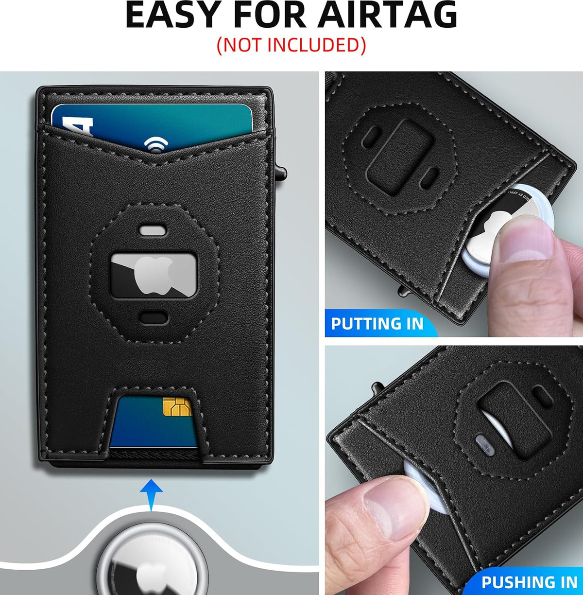 miyozi Billetera Airtag para hombre, con caja de regalo con clip pa...