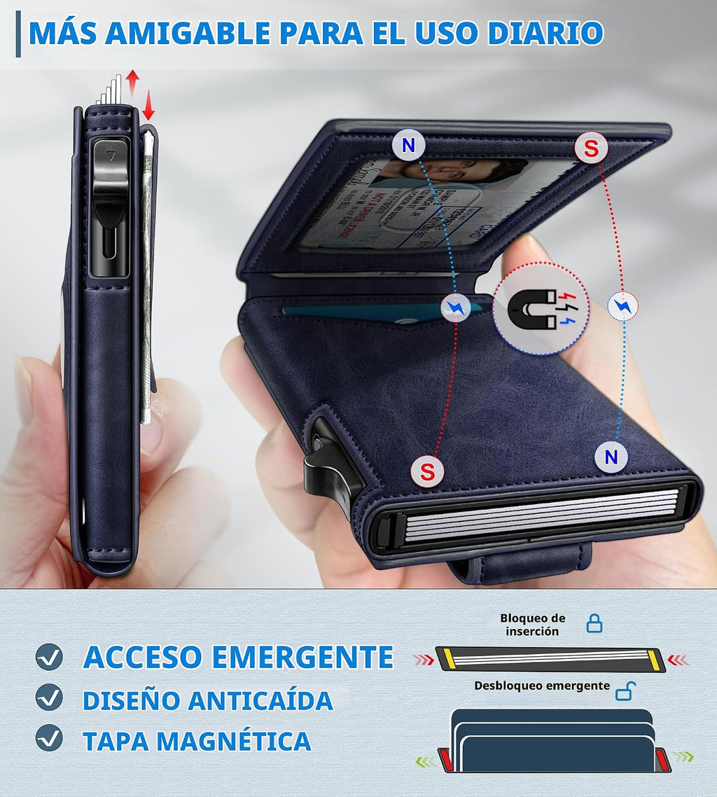 miyozi Airtag - Cartera para hombre con clip para dinero, 9 tarjeta...