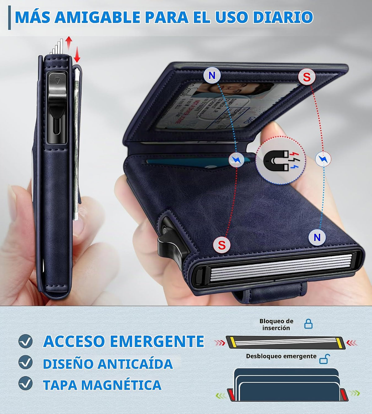 miyozi Airtag - Cartera para hombre con clip para dinero, 9 tarjeta...