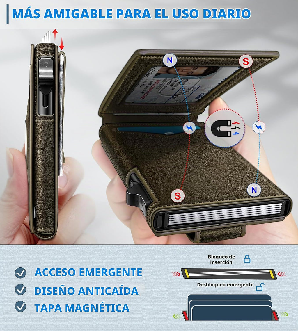 miyozi Airtag - Cartera para hombre con clip para dinero, 9 tarjeta...