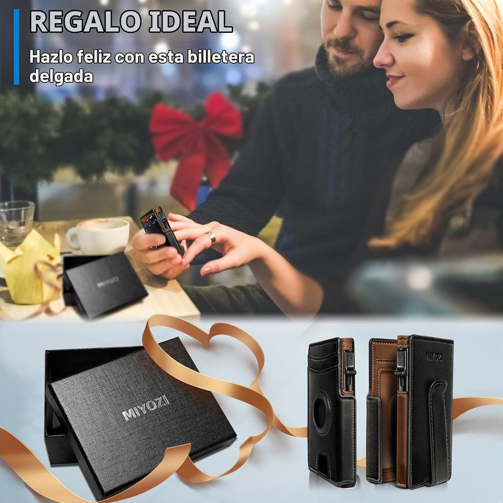 Miyozi - Billetera Airtag para hombre, con clip de dinero, estuche...