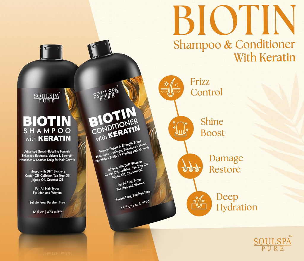 Juego de champú y acondicionador de biotina con queratina \u2013 Fó...