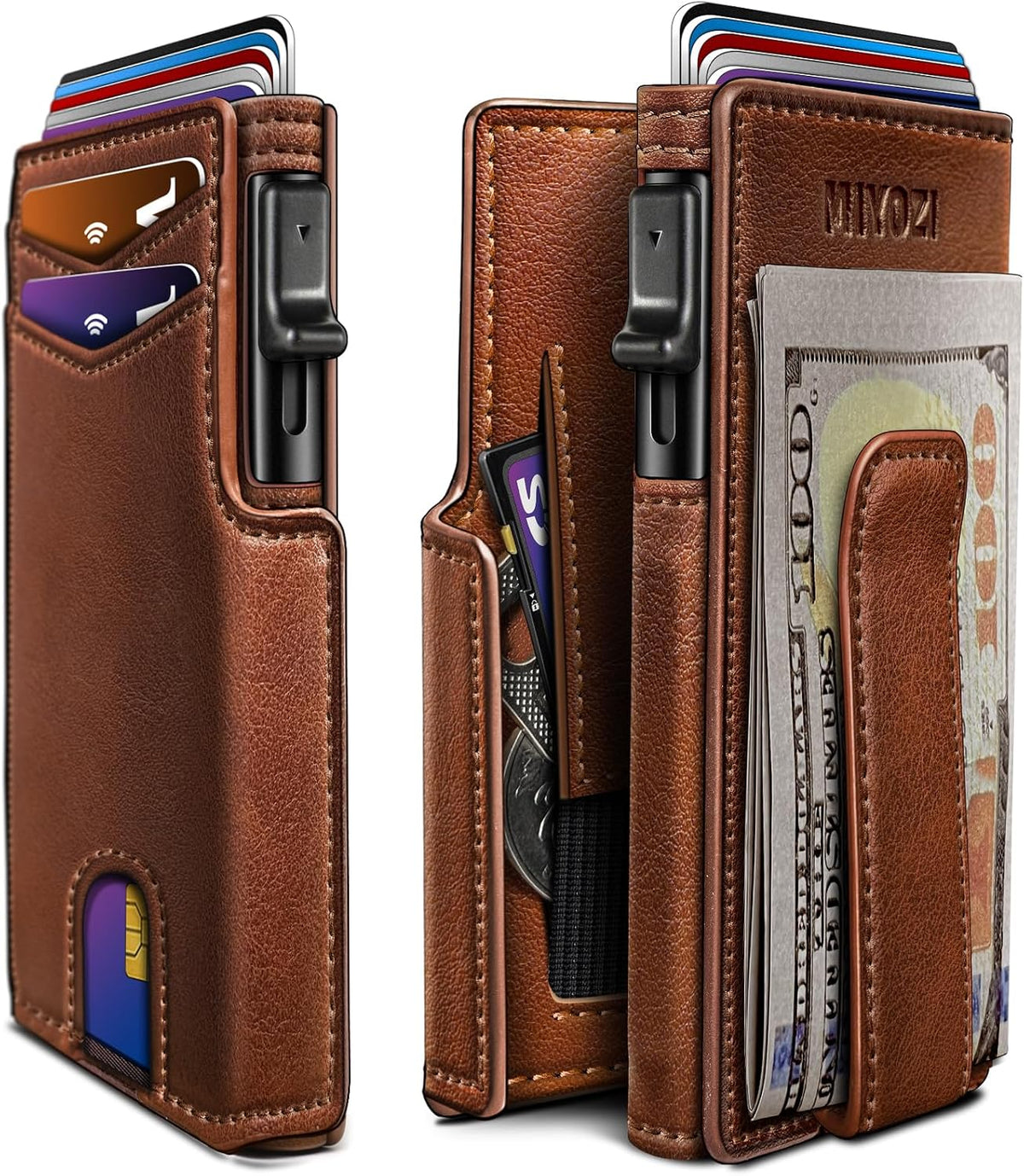 miyozi Billetera para hombre, magnética minimalista delgada con sop...