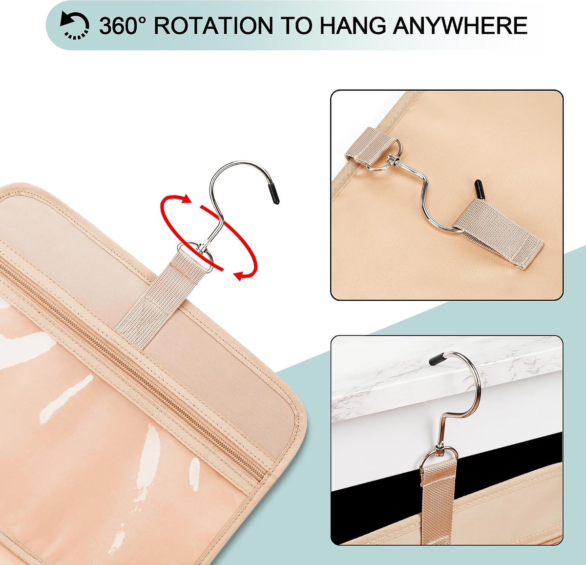 COOSKY Neceser colgante de viaje para mujeres y hombres, con 6 fund...