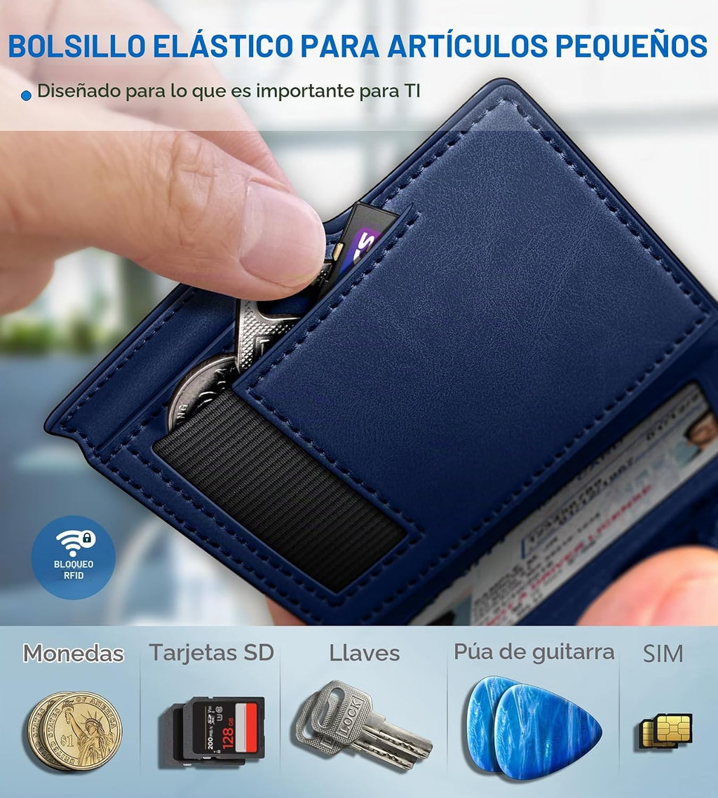 miyozi Billetera para hombre, magnética minimalista delgada con sop...
