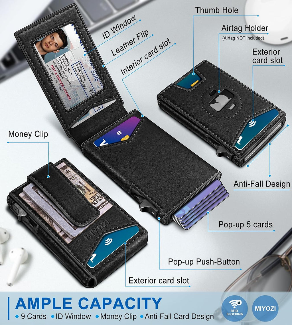 miyozi Billetera Airtag para hombre, con caja de regalo con clip pa...