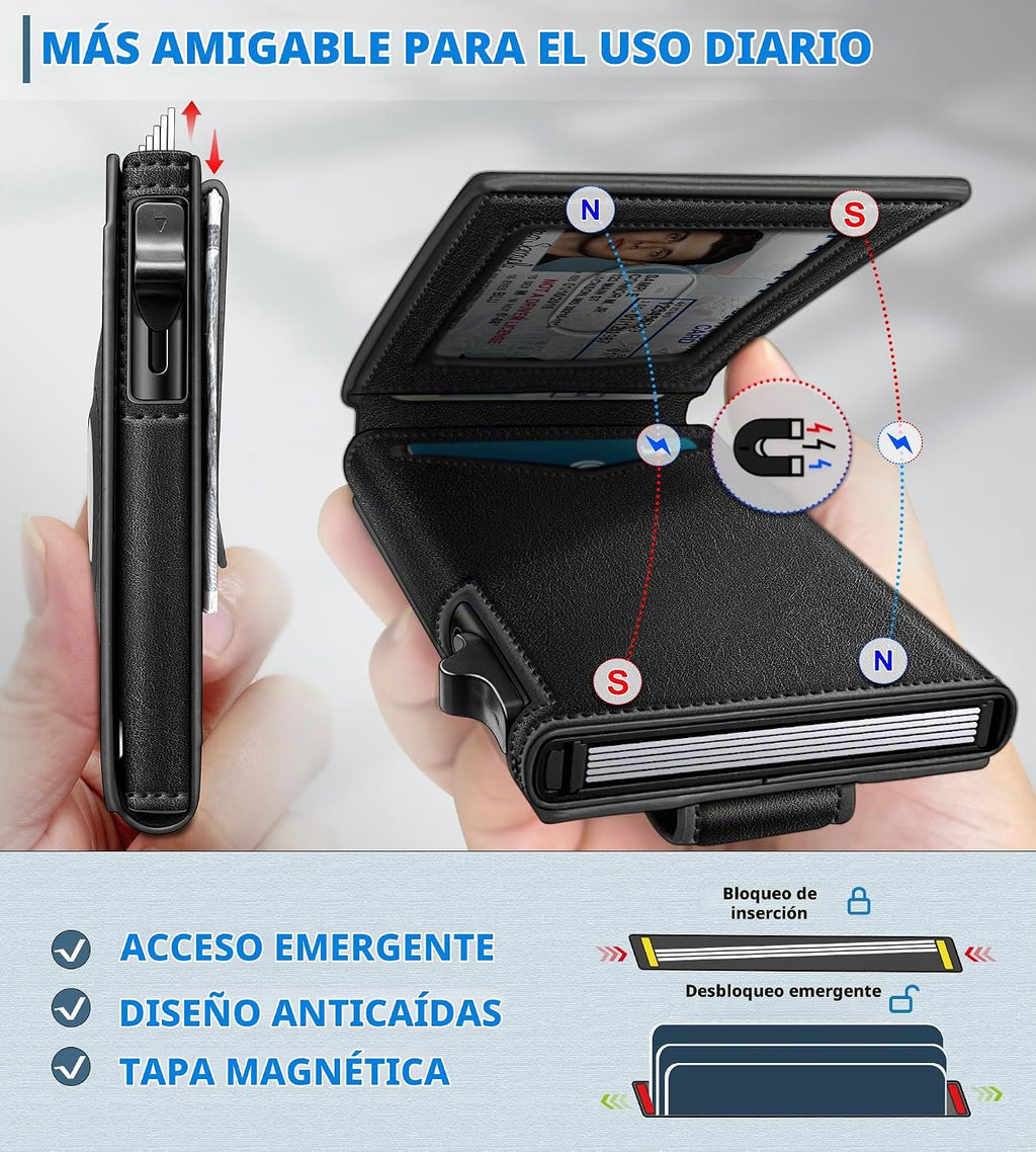 miyozi Airtag - Cartera para hombre con clip para dinero, 9 tarjeta...