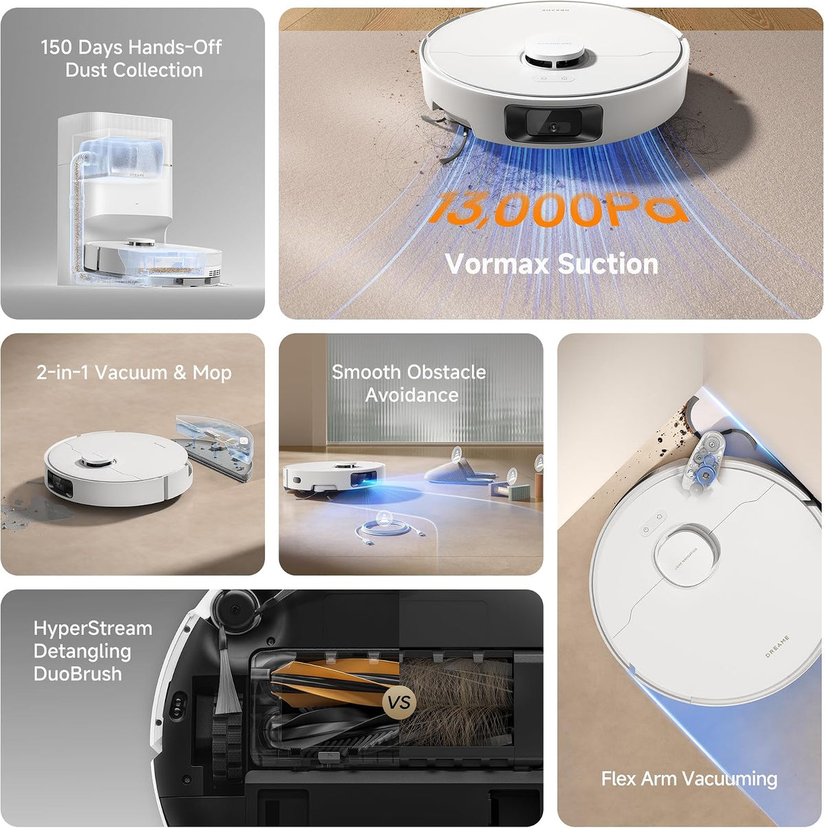 dreame Robot aspirador y trapeador D20 Pro Plus, desenredante DuoBr...