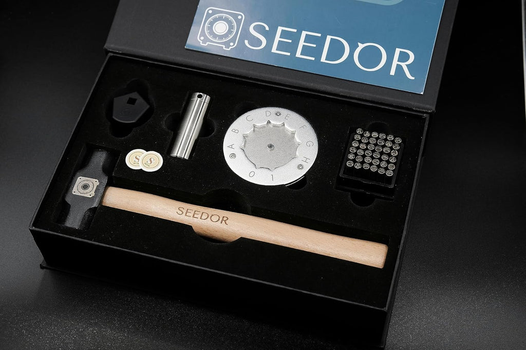 SEEDOR Kit de inicio seguro \u2013 Billetera de acero Bitcoin, copi...