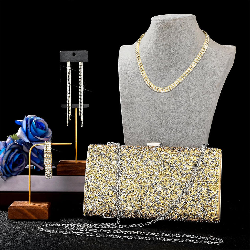 Kigeli 4 Pcs Rhinestone Jewelry Set
