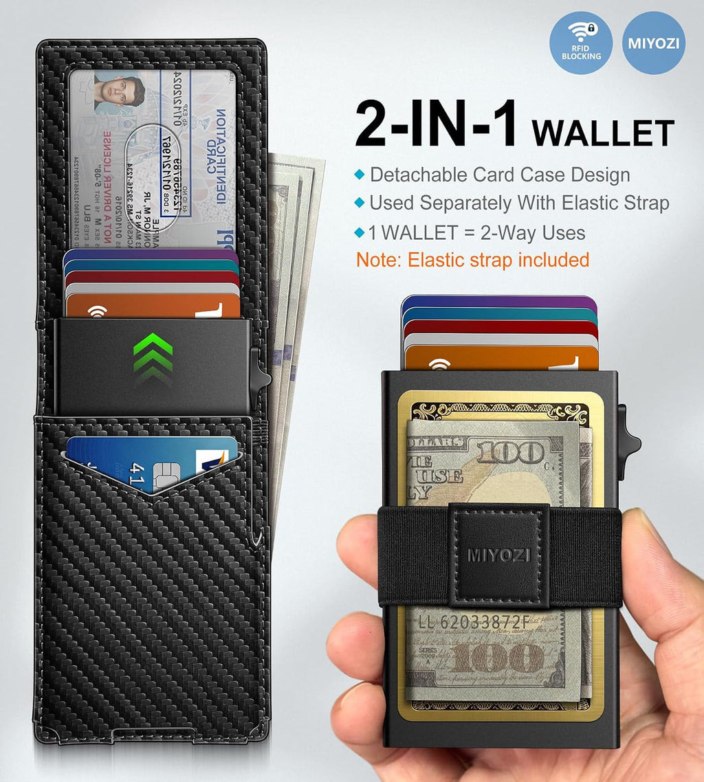 miyozi Cartera para hombre, funda delgada y desmontable para tarjet...