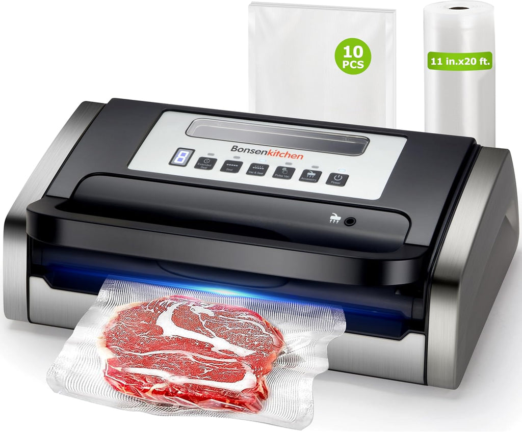 Bonsenkitchen Envasadora al vacío con diseño de fácil asa, 1 rollo...