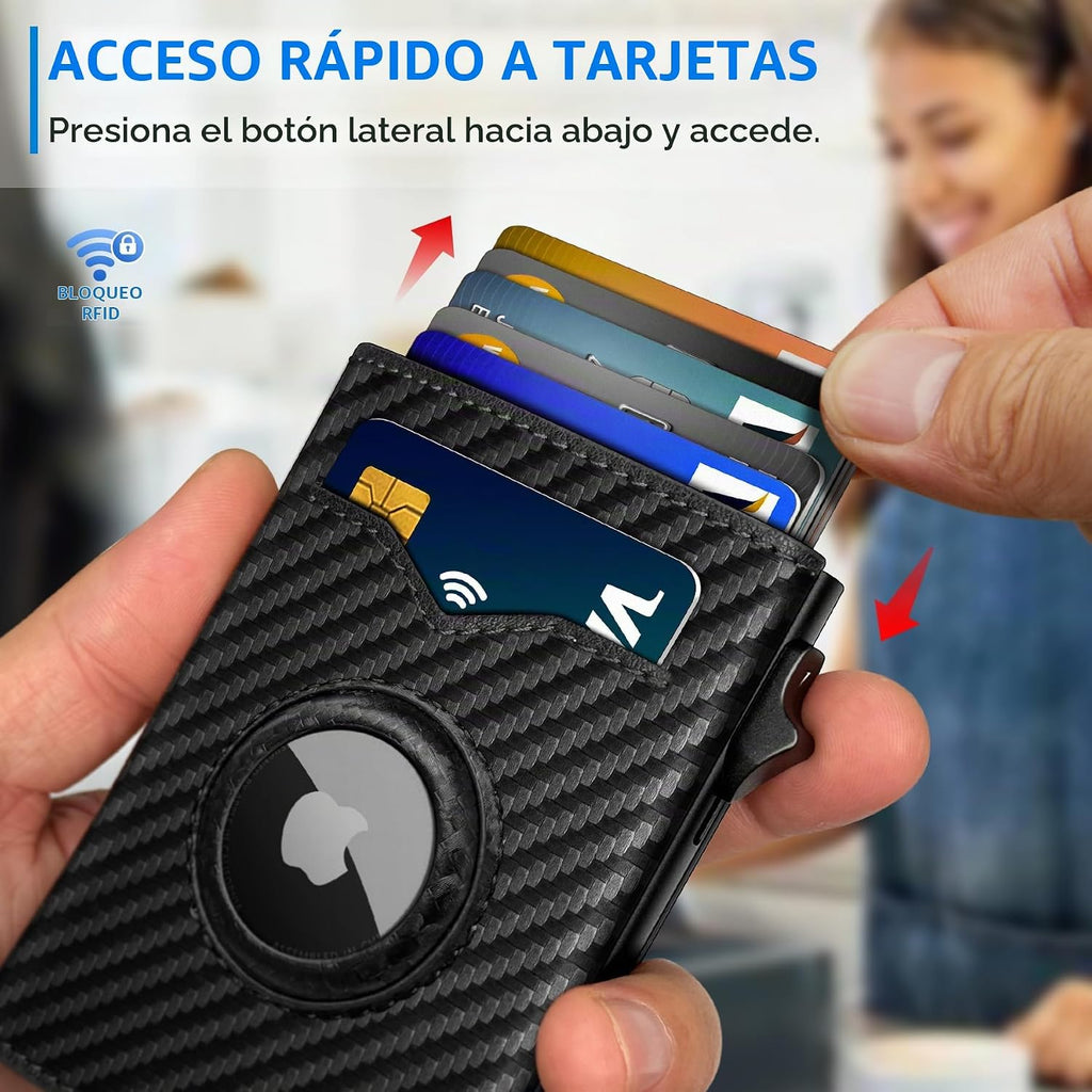miyozi Billetera para Airtag para hombre, con bolsillo para efectiv...