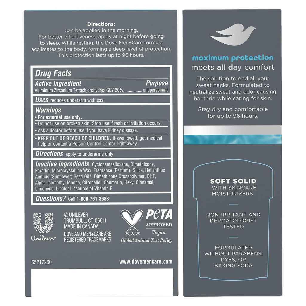 Dove Desodorante para hombres+Care, antitranspirante de protección...