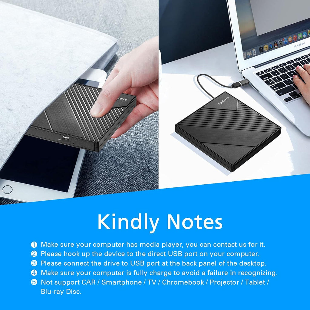 Amicool Unidad de DVD externa USB 3.0 USB C Grabadora de CD CD\/DVD...