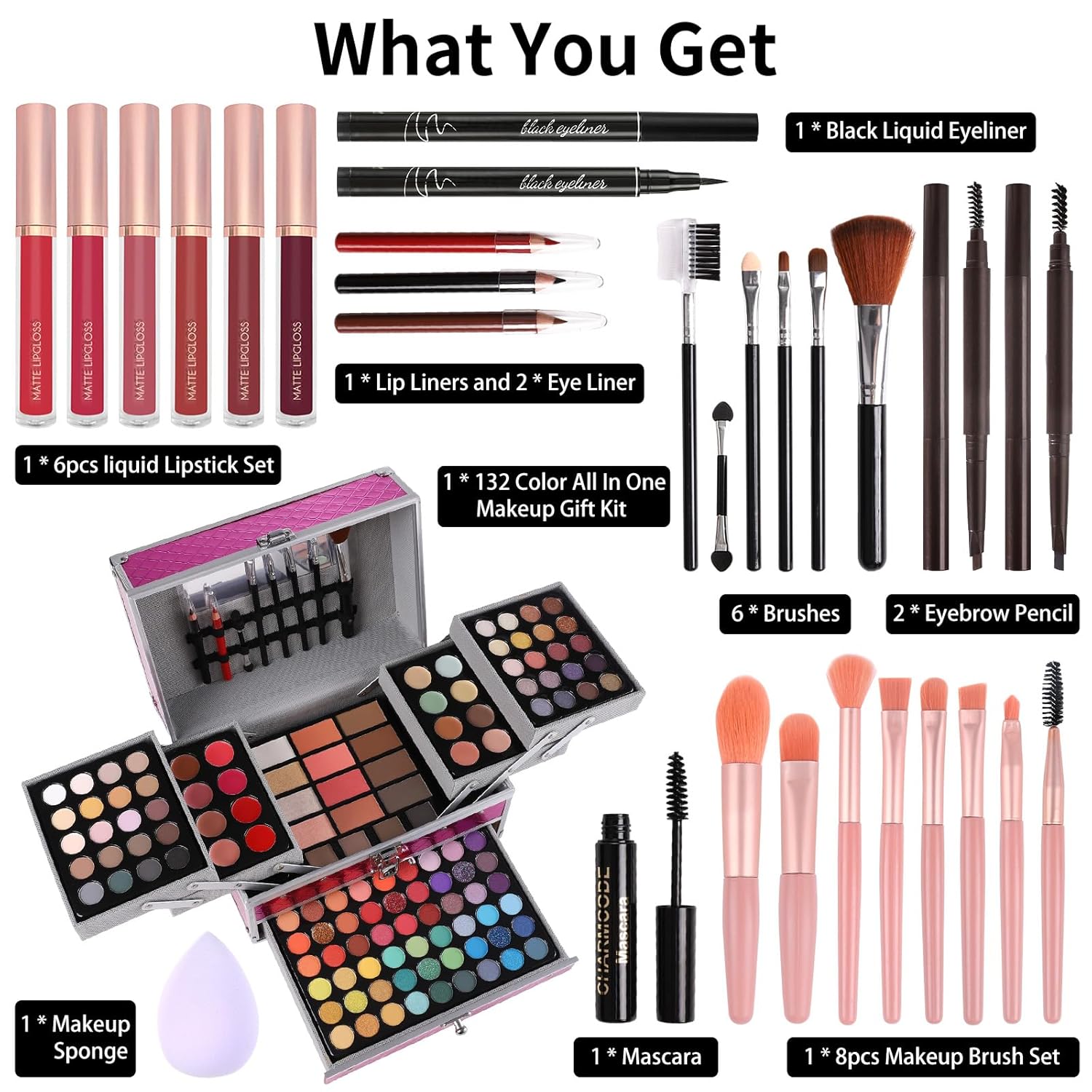 Set de regalo de maquillaje para mujeres y niñas, kit de maquillaje...