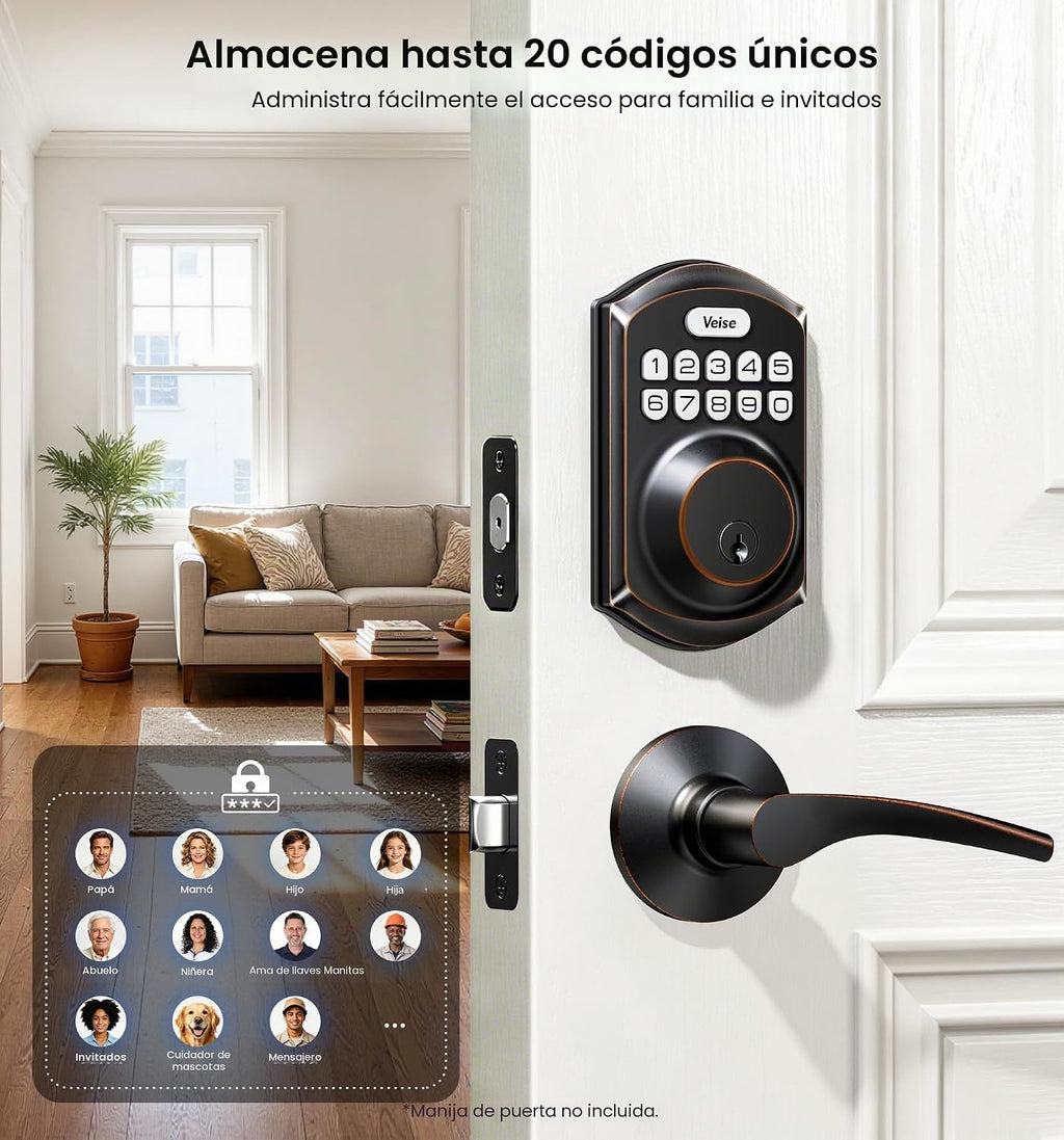 Veise VE001 Cerradura de entrada sin llave, cerradura electrónica d...
