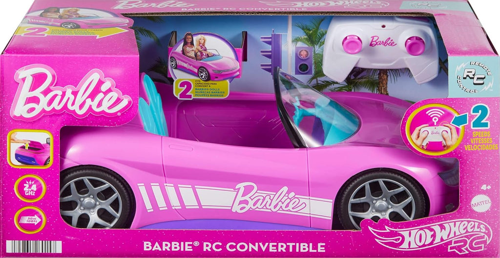Hot Wheels Barbie - Coche de juguete a control remoto rosa converti...
