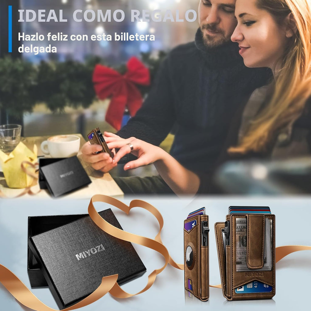 miyozi Airtag - Cartera para hombre con clip para dinero, 9 tarjeta...
