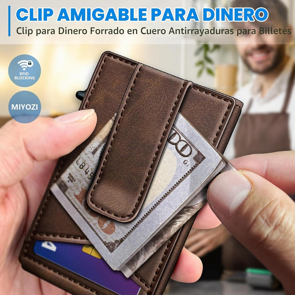 miyozi Airtag - Cartera para hombre con clip para dinero, 9 tarjeta...