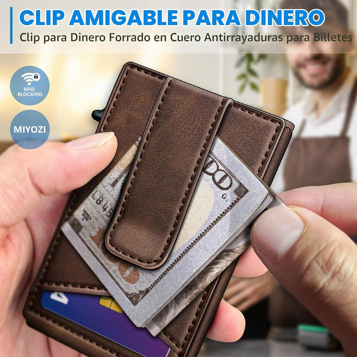 miyozi Airtag - Cartera para hombre con clip para dinero, 9 tarjeta...