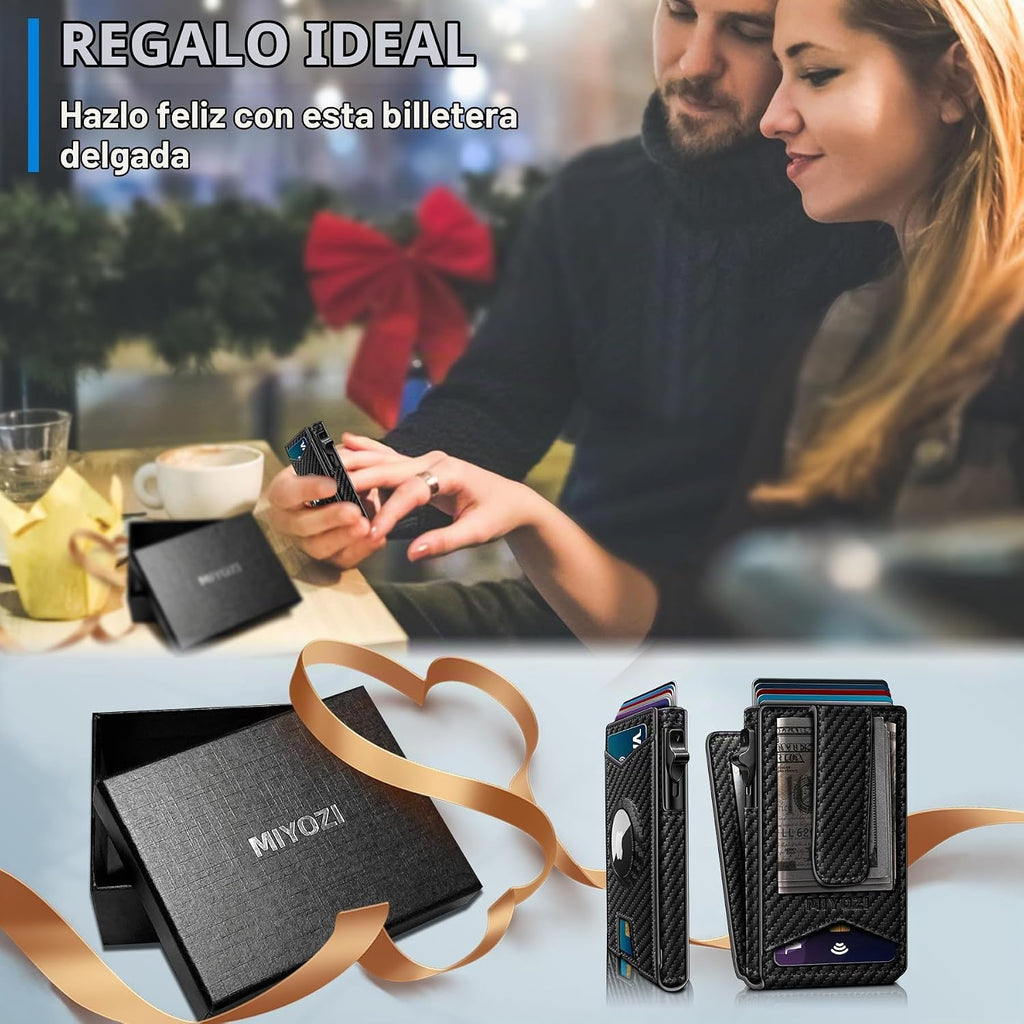 miyozi Airtag - Cartera para hombre con clip para dinero, 9 tarjeta...
