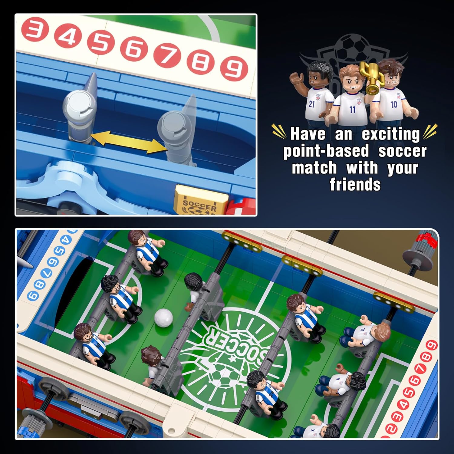 Tweandar Soccer Match Trophy Juego de construcción de mesa de fútbo...