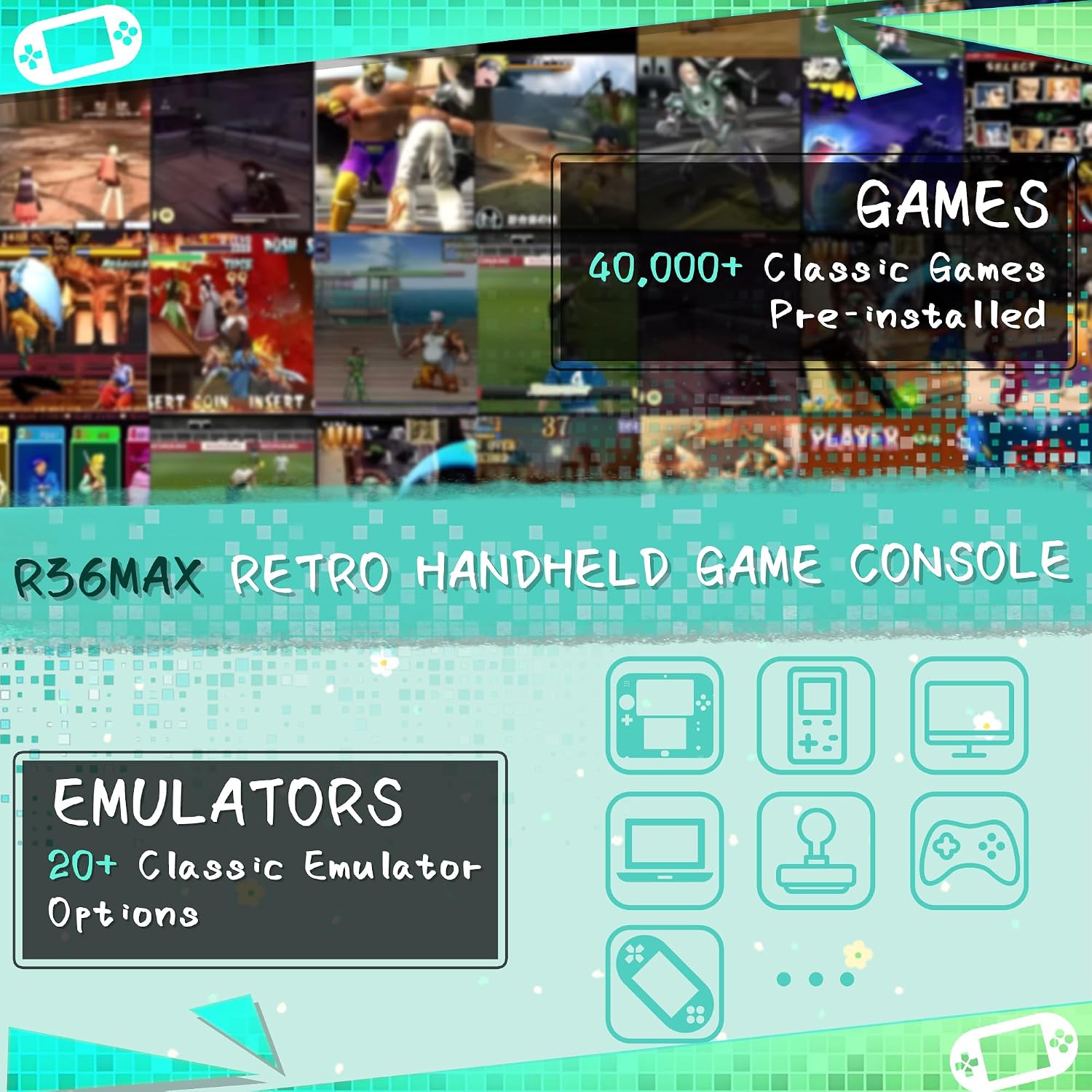 Consola de Juegos Portátil R36MAX, Más de 40000 Juegos, Consola de...