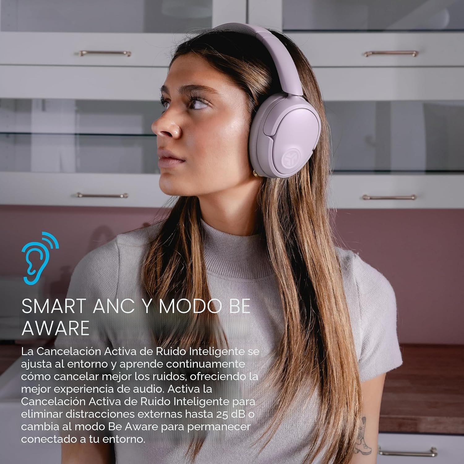 JLab Paquete de Audio Morado: JBuds Lux ANC Auriculares Premium Ina...